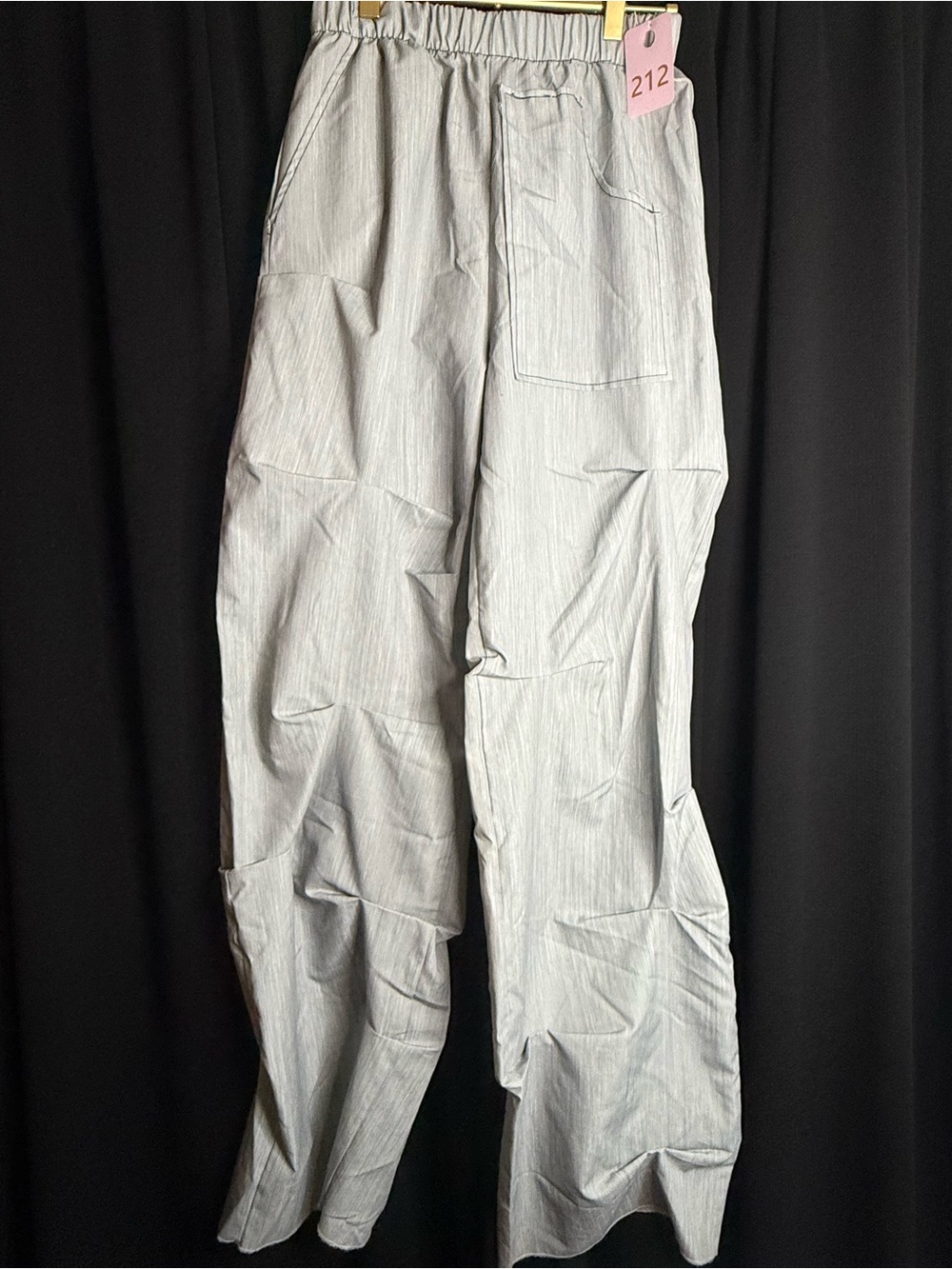 Women's Light Gray Elastic-Waist Track Pants